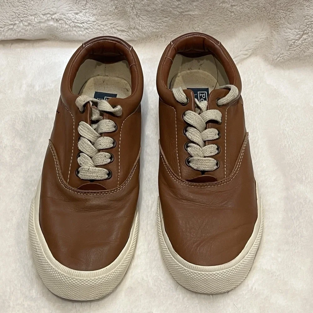 Polo Ralph Lauren Shoes Mens 10.5D Vaughn Casual Sneaker‎ Brown Leather Lace Up